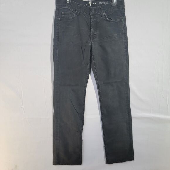 7 For All Mankind Standard Black Cotton Blend Jeans Front & Back Pockets Size S - Picture 2 of 11